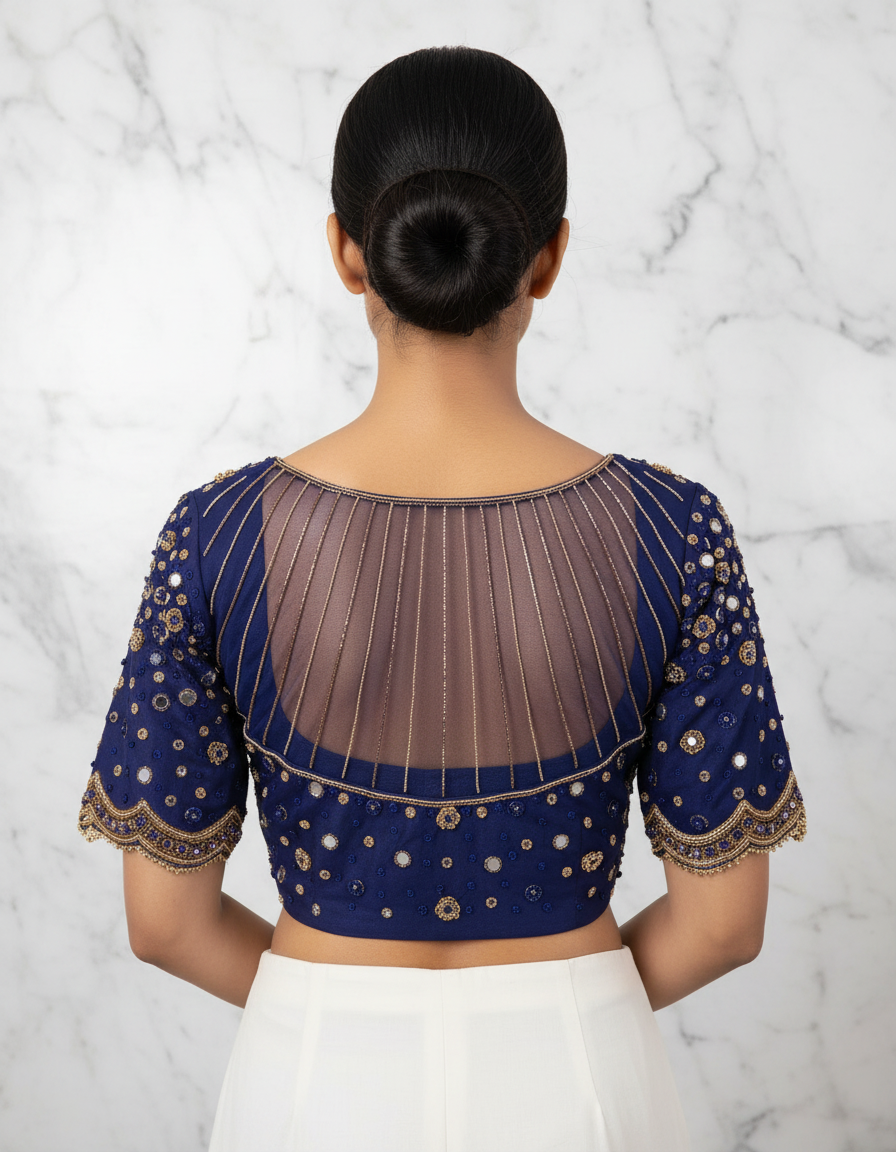Indigo Noor Back-Panel Blouse