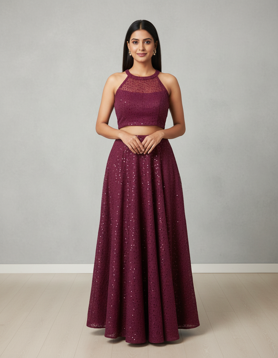 Wine Dusk Halter Blouse