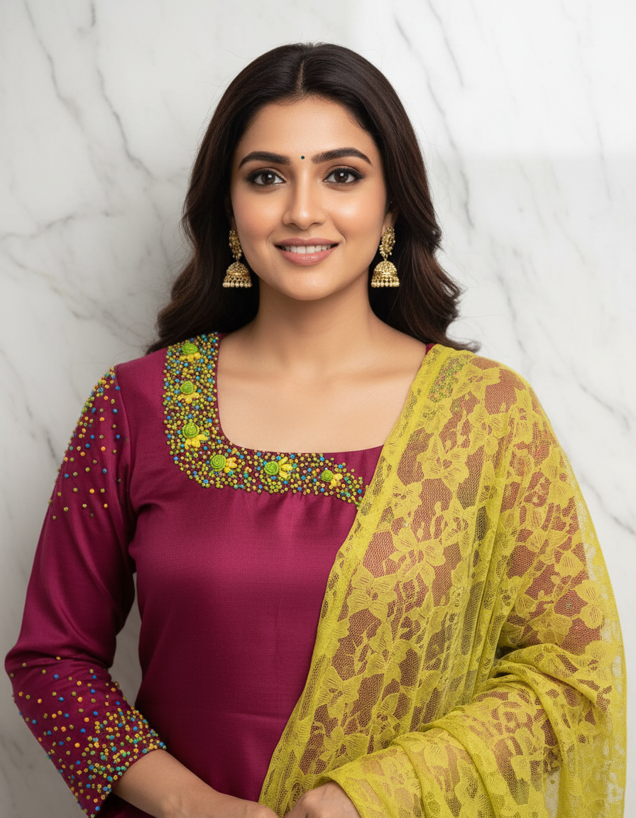 Maroon Malaika Embroidered Ensemble