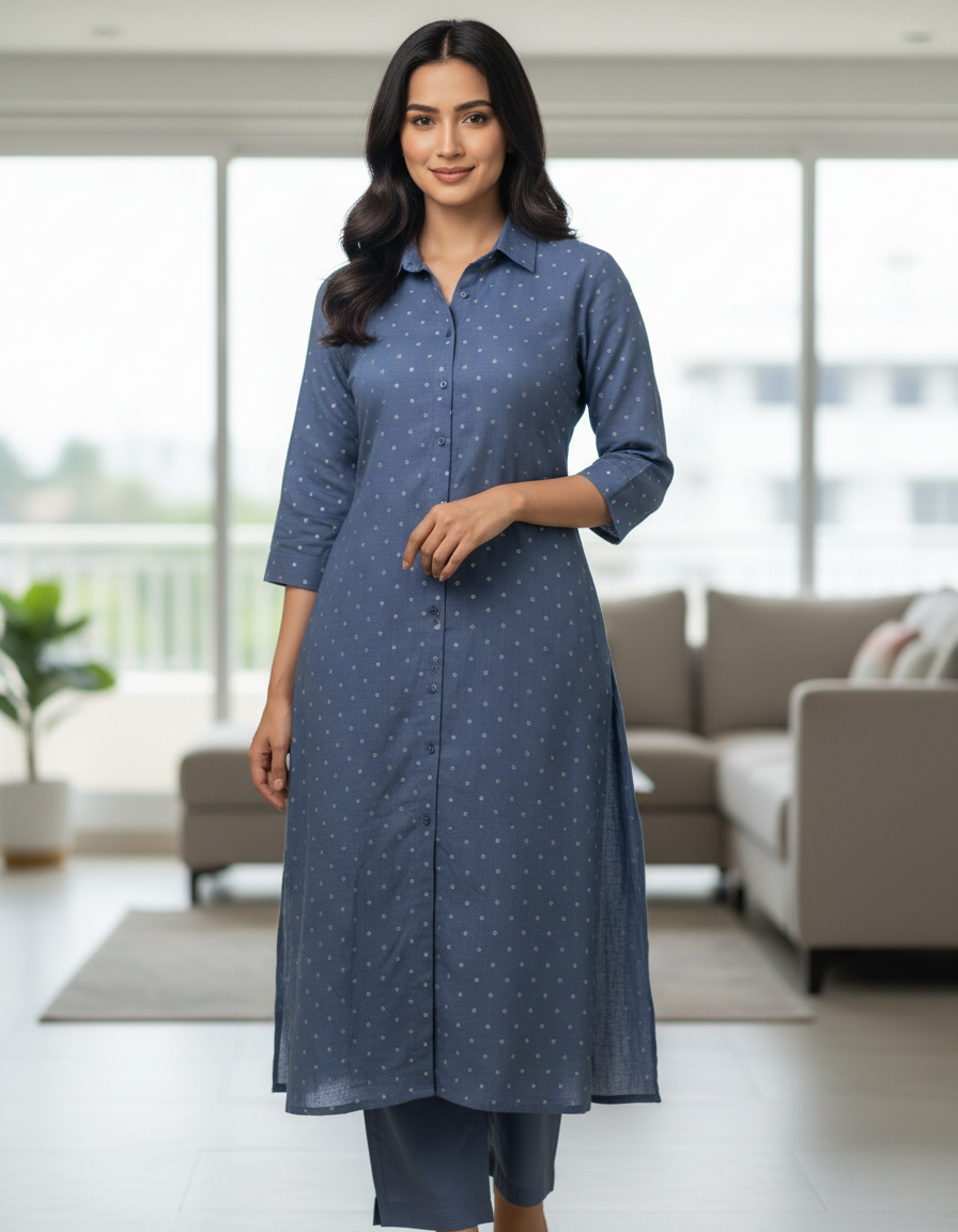 Semi linen office kurtha set