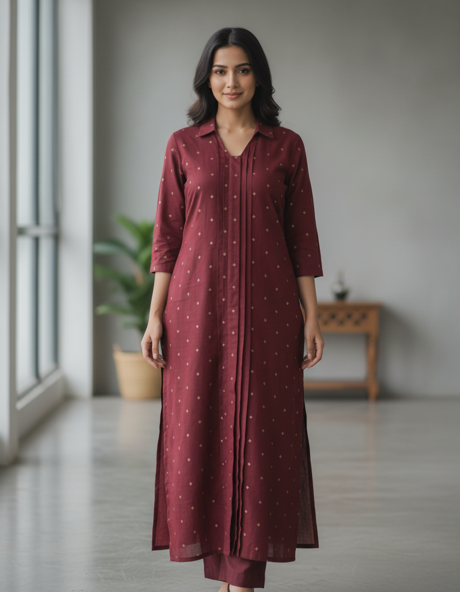 Semi linen kurtha set