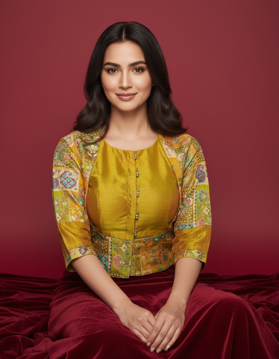 Mustard Regal Mosaic Blouse